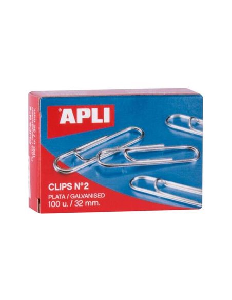 Apli Pack de 100 clips galvanisés n° 2 32 mm