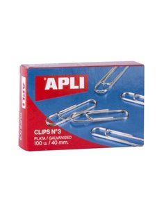 Apli Pack de 100 clips galvanisés n° 3 40 mm