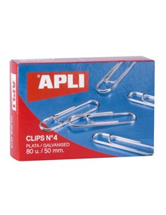 Clips Apli Wire n° 4 - 50 mm - Finition galvanisée argent - 80 unités par boîte - Organisez vos documents