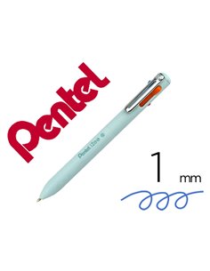 Stylo-bille pentel 4 couleurs izee retractable pointe large 1mm clip metal corps vert menthe.