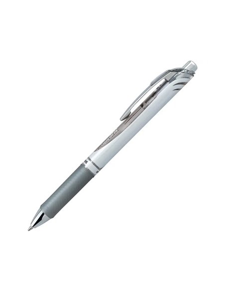 Roller pentel a encre gel energel retractable pointe 0.7mm coloris gris.
