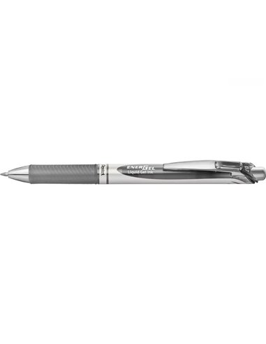 Roller pentel a encre gel energel retractable pointe 0.7mm coloris gris.
