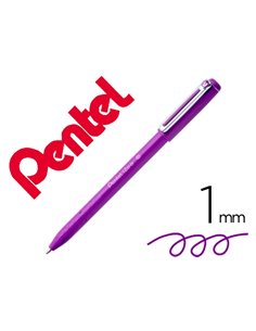Stylo-bille pentel izee retractable ecriture moyenne pointe 1mm encre faible viscosite rechargeable violet.
