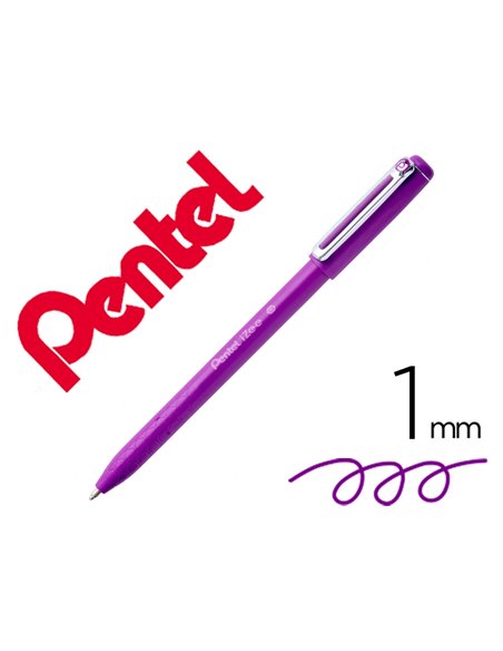 Stylo-bille pentel izee retractable ecriture moyenne pointe 1mm encre faible viscosite rechargeable violet.