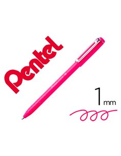 Stylo-bille pentel izee retractable ecriture moyenne pointe 1mm encre faible viscosite rechargeable rose.