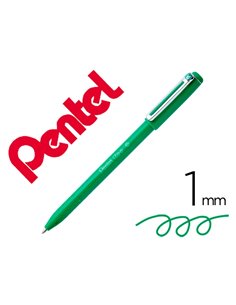 Stylo-bille pentel izee retractable ecriture moyenne pointe 1mm encre faible viscosite rechargeable vert.