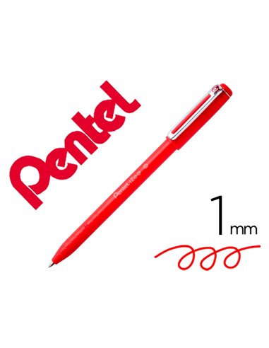 Stylo-bille pentel izee retractable ecriture moyenne pointe 1mm encre faible viscosite rechargeable rouge.