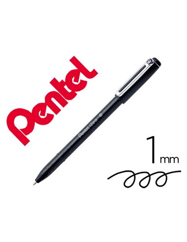 Stylo-bille pentel izee retractable ecriture moyenne pointe 1mm encre faible viscosite rechargeable noir.