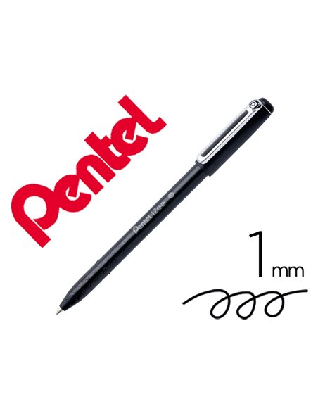 Stylo-bille pentel izee retractable ecriture moyenne pointe 1mm encre faible viscosite rechargeable noir.
