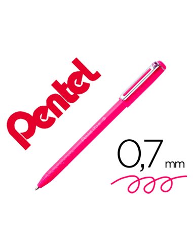 Stylo-bille pentel izee a capuchon pointe moyenne 1mm encre faible viscosite rechargeable rose.