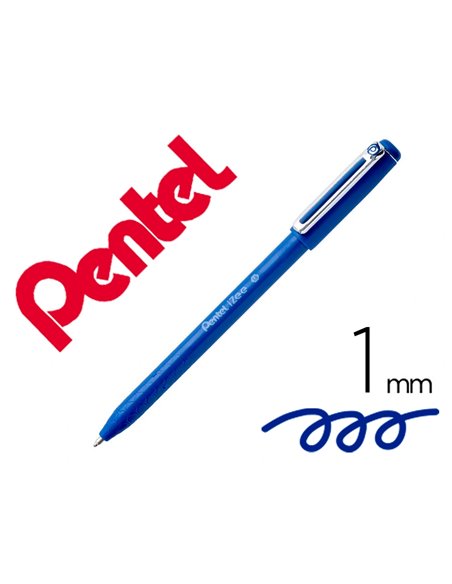 Stylo-bille pentel izee a capuchon ecriture moyenne pointe 1mm encre faible viscosite rechargeable bleu.