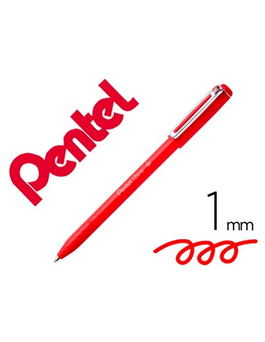 Stylo-bille pentel izee a capuchon ecriture moyenne pointe 1mm encre faible viscosite rechargeable rouge.