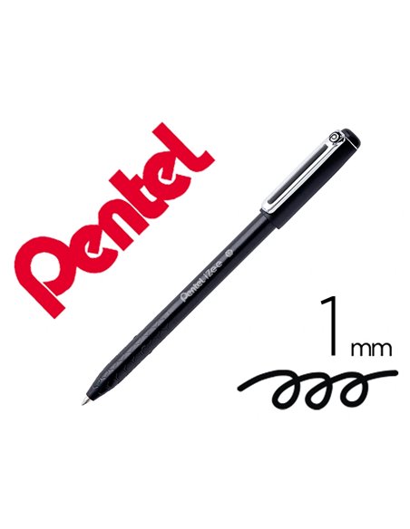 Stylo-bille pentel izee a capuchon ecriture moyenne pointe 1mm encre faible viscosite rechargeable noir.