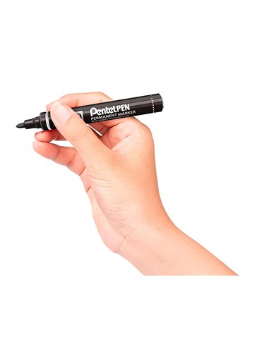 Marqueur pentel permanent n50s corps metal pointe conique tres fine encre indelebile tous supports noire.