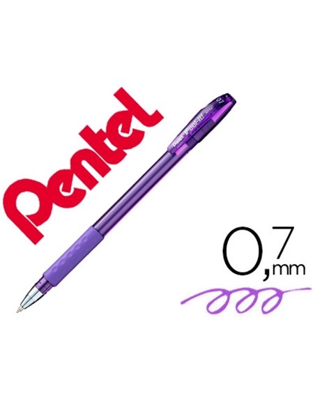 Stylo-bille pentel feel-it écriture moyenne pointe 0.7mm encre coloris violet.