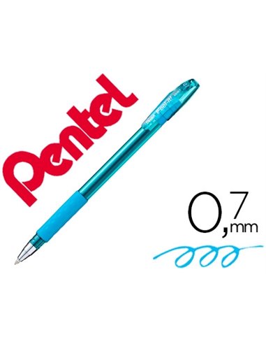 Stylo-bille pentel feel- it écriture moyenne pointe 0.7mm encre coloris bleu ciel.
