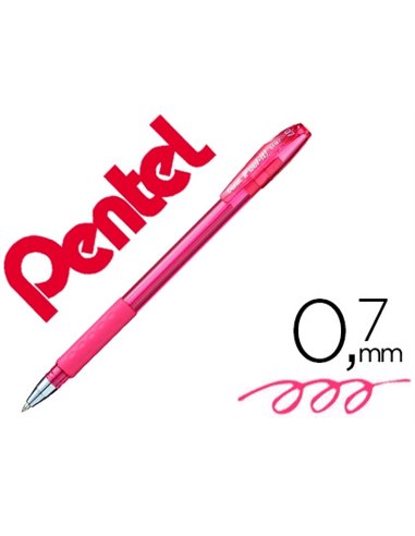 Stylo-bille pentel feel-it écriture moyenne pointe 0.7mm encre coloris rose.