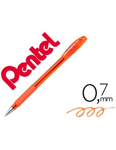 Stylo-bille pentel feel-it écriture moyenne pointe 0.7mm encre coloris orange.