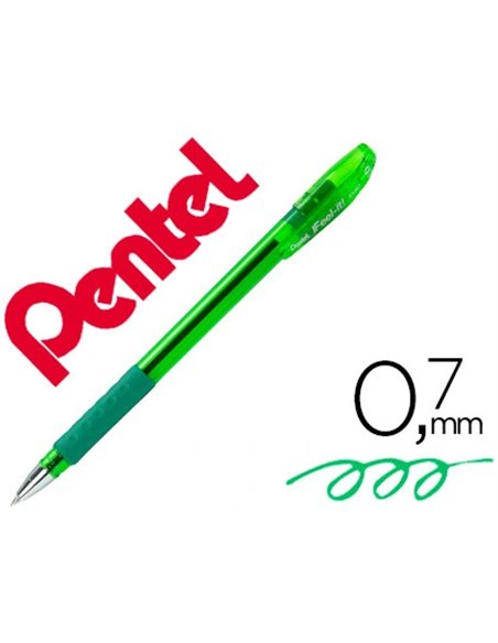 Stylo-bille pentel feel-it écriture moyenne pointe 0.7mm encre coloris vert.
