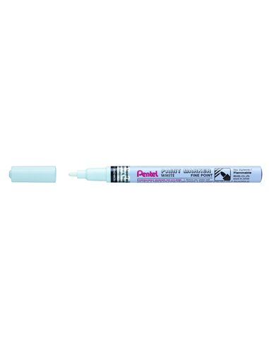 Marqueur pentel peinture paint marker multi-supports pointe fine 2,9mm coloris blanc.
