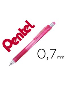 Porte-mines pentel energize canon fixe mine 0,7mm grip caoutchouc gomme avec capuchoncorps coloris rose translucide.