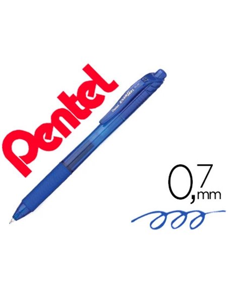 Roller pentel energel rétractable rechargeable pointe métal 0.7mm bleu.