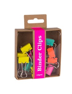 Pinces pliantes Apli Fluor Collection - Boîte Kraft avec 12 pinces assorties fuchsia, jaune, orange et turquoise - Pack de rempl