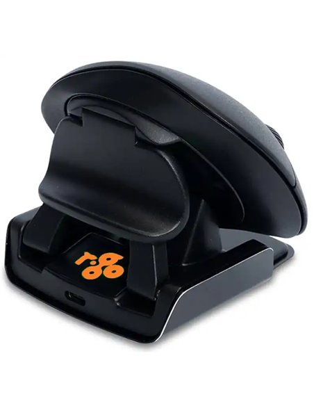 Souris ergonomique r-go twister ambidextre fil et non filaire pliable coloris noir.