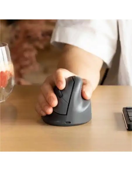 Souris ergonomique r-go verticale he basic sans fil taille moyenne droitier coloris noir.