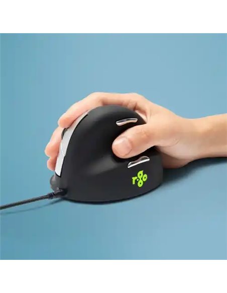 Souris ergonomique r-go verticale he break filaire taille moyenne droitier coloris noir.