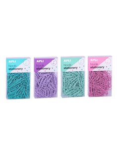 Apli Clips Nordik Pastel - 28 mm - 140 clips par boîte - 12 boîtes (3 couleurs) - Trou européen pour suspension - Rose, lilas, b