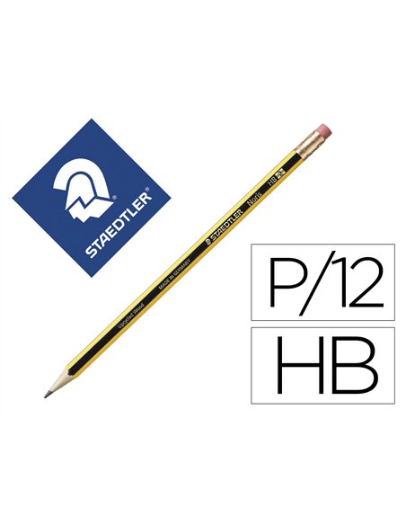 Crayon graphite staedtler noris 120 hb hexagonal mine 2mm très résistante embout gomme.