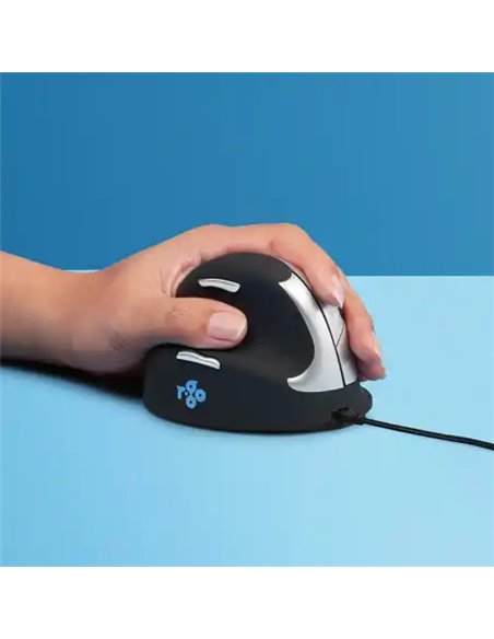 Souris ergonomique r-go verticale he break filaire taille moyenne gaucher coloris noir.