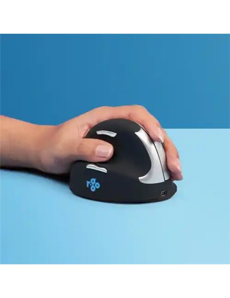 Souris ergonomique r-go verticale he break sans fil taille moyenne gaucher coloris noir.