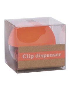Distributeur de clips Apli Fluor Collection - Ø 70x60 mm - Couvercle magnétique orange « Soft Touch » - Contient 50 clips jaunes