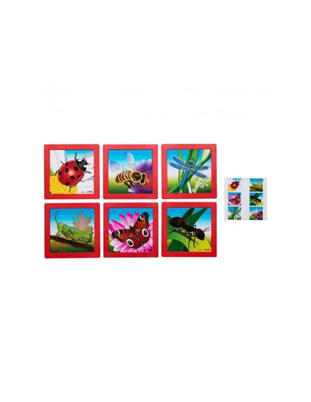 Puzzles souples avec cadre rolf les insectes 6 puzzles de 9 pieces.