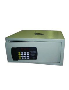 Coffre-fort safetool reskal acier monobloc 16l porte 4mm paroi 2mm 35x25x25cm intérieur 34.6x19.5x24.6cm gris/bleu.