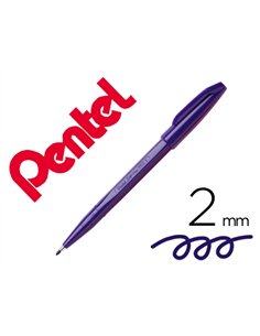 Feutre pentel sign s520 ecriture douce aquarellable pointe moyenne 2mm baguee longue duree encre violette.