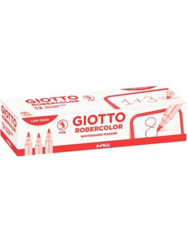 Feutre robercolor pointe fine giotto pour tableau blanc odeur neutre ecriture 1mm coloris rouge.