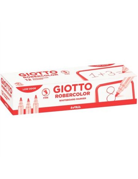 Feutre robercolor pointe fine giotto pour tableau blanc odeur neutre ecriture 1mm coloris rouge.