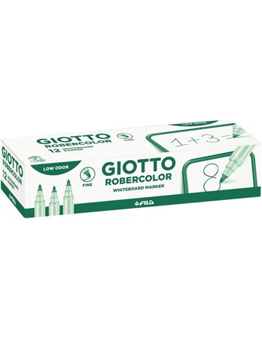 Feutre robercolor pointe fine giotto pour tableau blanc odeur neutre ecriture 1mm coloris vert.