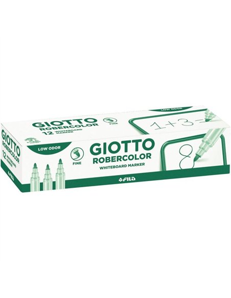 Feutre robercolor pointe fine giotto pour tableau blanc odeur neutre ecriture 1mm coloris vert.