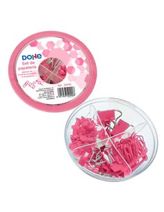 Pack d'accessoires de bureau Dohe Combo UFO : 12 pinces de 15 mm, 5 pinces de 19 mm, 50 clips de 28 mm et 30 punaises de 22 mm -