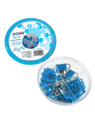 Pack d'accessoires de bureau Dohe Combo UFO : 12 pinces de 15 mm, 5 pinces de 19 mm, 50 clips de 28 mm et 30 punaises de 22 mm -