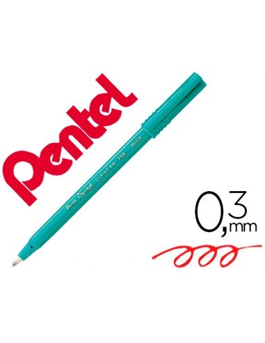 Feutre roller ball pentel r56 bille pointe plastique écriture fine 0.3mm coloris rouge.