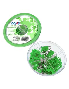 Pack d'accessoires de bureau Dohe Combo UFO : 12 pinces de 15 mm, 5 pinces de 19 mm, 50 clips de 28 mm et 30 punaises de 22 mm -