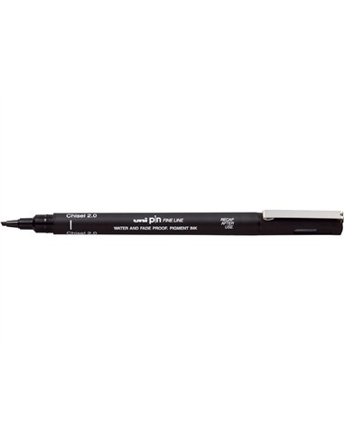 Feutre technique uniball calibrees pointes biseau 2mm coloris noir.