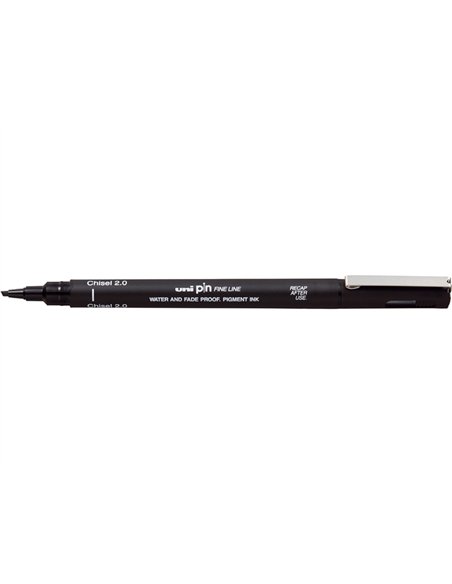 Feutre technique uniball calibrees pointes biseau 2mm coloris noir.