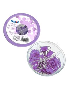Pack d'accessoires de bureau Dohe Combo UFO : 12 pinces de 15 mm, 5 pinces de 19 mm, 50 clips de 28 mm et 30 punaises de 22 mm -