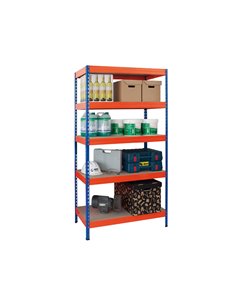 Étagère métallique ar 5 tablettes supporte 200kg/tablette 180x90x40cm coloris bleu/orange. 2